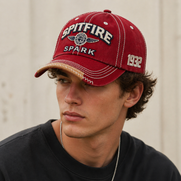 burgundy baseball cap